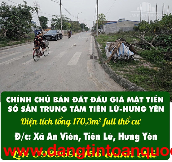 CHÍNH CHỦ BÁN ĐẤT ĐẤU GIÁ MẶT TIỀN SỔ SẴN TRUNG TÂM TIÊN LỮ-HƯNG YÊN