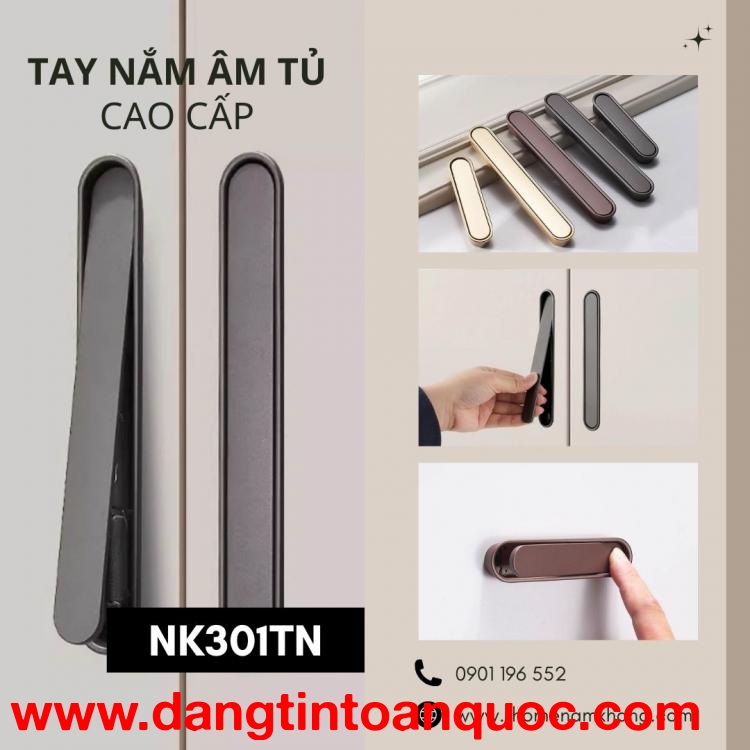 Tay nắm âm tủ cao cấp thiết kế nắp bật NK301TN | Zalo 0901 196 552