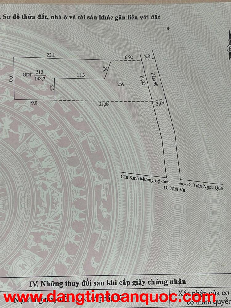 Cần Bán Nhanh Lô Đất Tại Hẻm 98 Tầm Vu ( Gần Cầu Trần Hoàng Na), Phường Hưng Lợi, Ninh Kiều, Cần Thơ