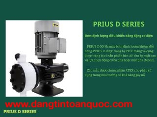 Bơm định lượng EMEC PRIUS D 010016 có CS 16 L/h tại 10 bar, bơm có độ chính xác cao