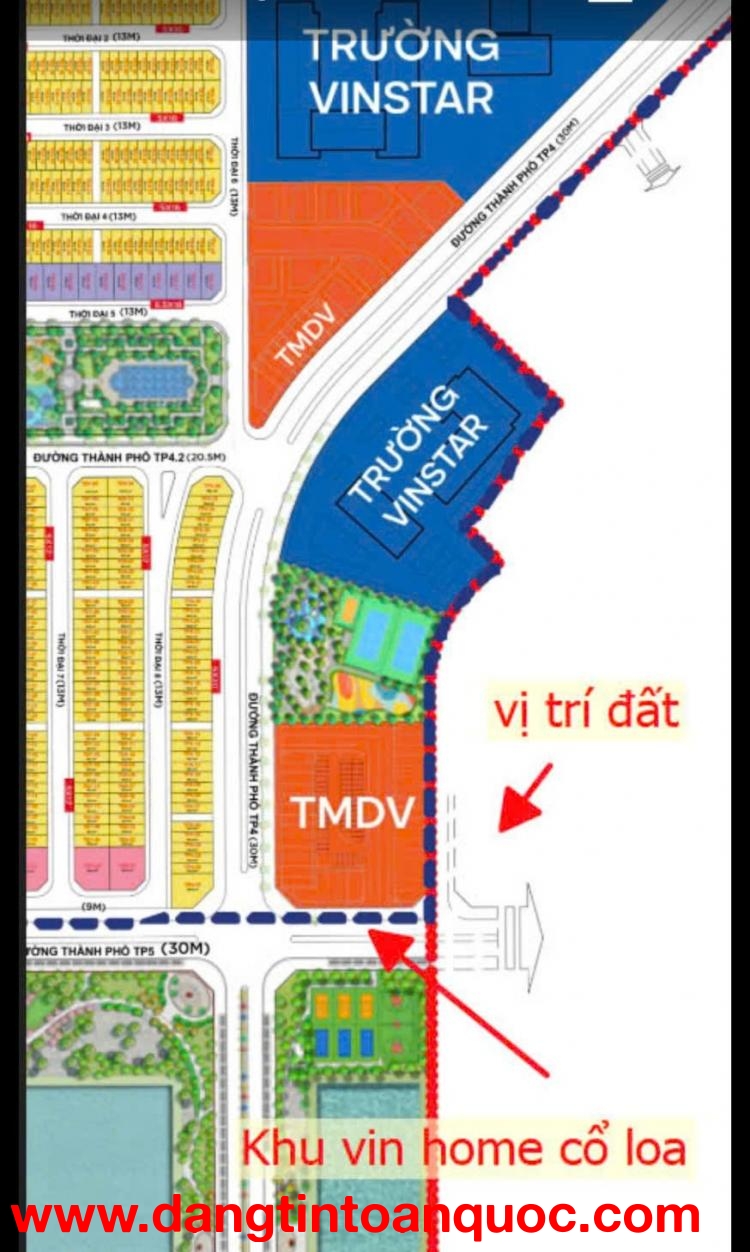 Bán Đất giáp Dự Án Vinhome Cổ Loa, Đông Anh, 100m2, mặt tiền 8m, plo ôtô, giá 190tr m2