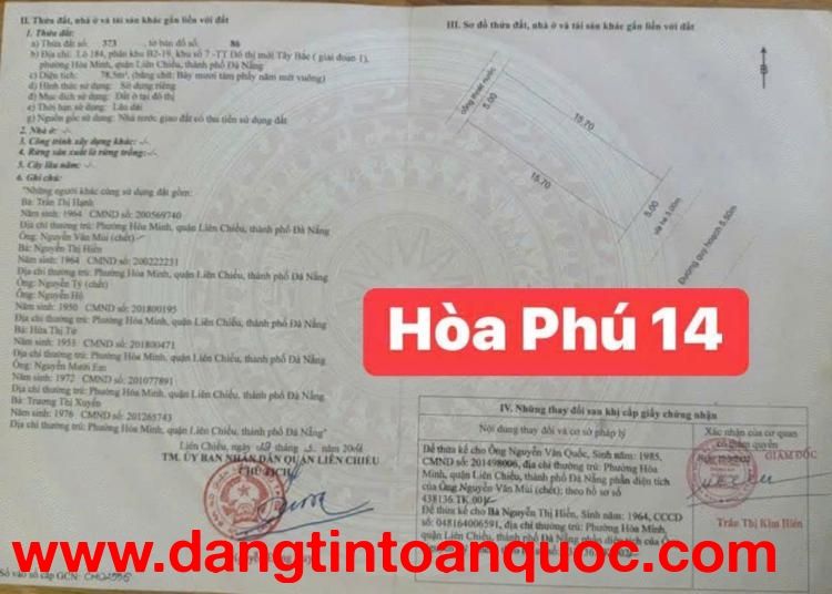 ????????Bán đất đường Hòa Phú 14 (Gò Nảy 9 Cũ) - Sát Hoàng Thị Loan