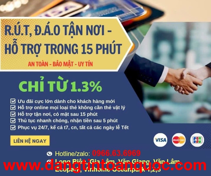 ĐÁO RÚT THẺ TÍN DỤNG FULL HẠN MỨC phí chỉ từ 1.3%