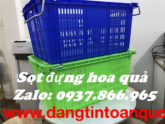 Sóng nhựa hở có quai, sọt nhựa, sọt có quai đựng thực phẩm, sọt dùng nhà hàng đựng b