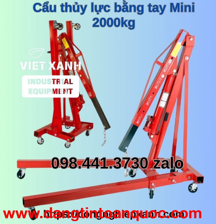 Cẩu thủy lực bằng tay Mini 2000kg, Cẩu móc động cơ mini 2 tấn, cẩu tay mini động cơ