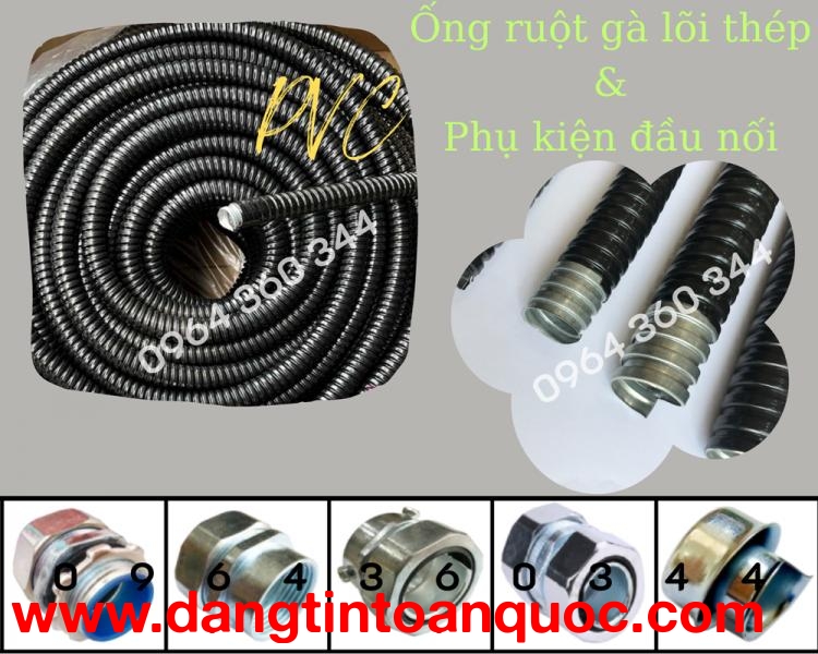 Đầu nối ống ruột gà với các thiết bị box điện, ống thép trơn, ống thép ren