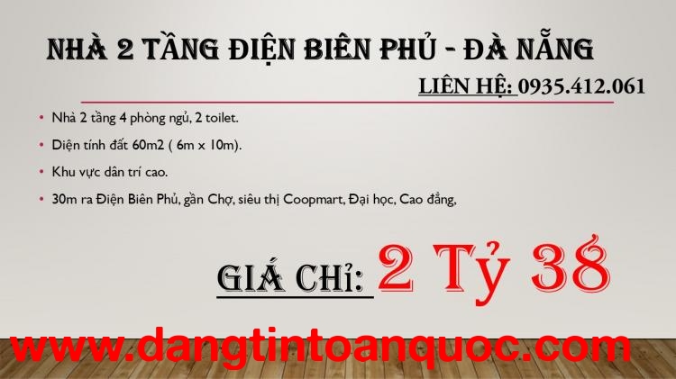 NHÀ 2 TẦNG SIÊU ĐẸP ĐIỆN BIÊN PHỦ CHỈ 2 TỶ 38