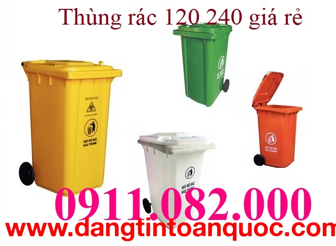  Thùng thu gom rác giá rẻ- thùng rác 120 lít 240 lít giá sỉ tại miền tây- lh 0911082000