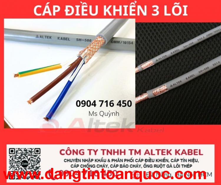 Cáp điều khiển cvv 3x0.5, 3x1.0 shield Altek Kabel