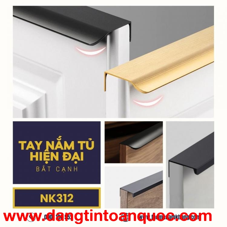 Tay nắm tủ hiện đại dạng thanh bắt cạnh NK312 | Zalo 0901 196 552