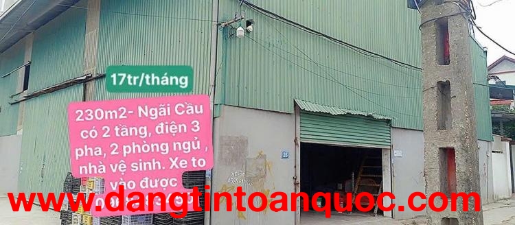 CHO THUÊ KHO 230M2 Ở NGÃI CẦU, AN KHÁNH, HOÀI ĐỨC, HÀ NỘI