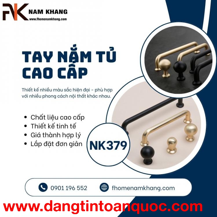 Tay nắm tủ cao cấp thiết kế nhiều màu hiện đại NK379 | Zalo 0901 196 552