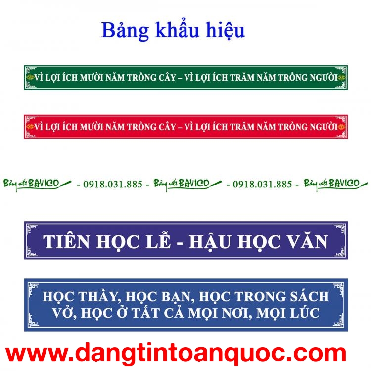 Bảng khẩu hiệu treo lớp học thiết kế theo yêu cầu 