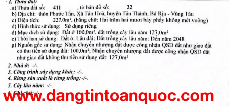 CHỦ CẦN BÁN GẤP ĐẤT BÀ RỊA VŨNG TÀU GIÁ 50TY