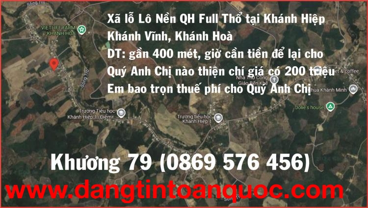 ĐẤT NỀN SIÊU RẺ TẠI KHÁNH VỈNH KHÁNH HOÀ CHỈ 200 TRIỆU