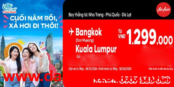  AirAsia ưu đãi cuối năm đi Kuala Lumpur, Bangkok