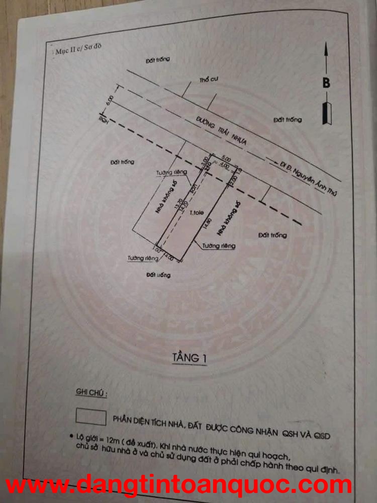 BÁN DÃY PT (5x18) MẶT TIỀN HIỆP THÀNH 05 - CHỢ HIỆP THÀNH, Q12 NHỈNH 4 TỶ