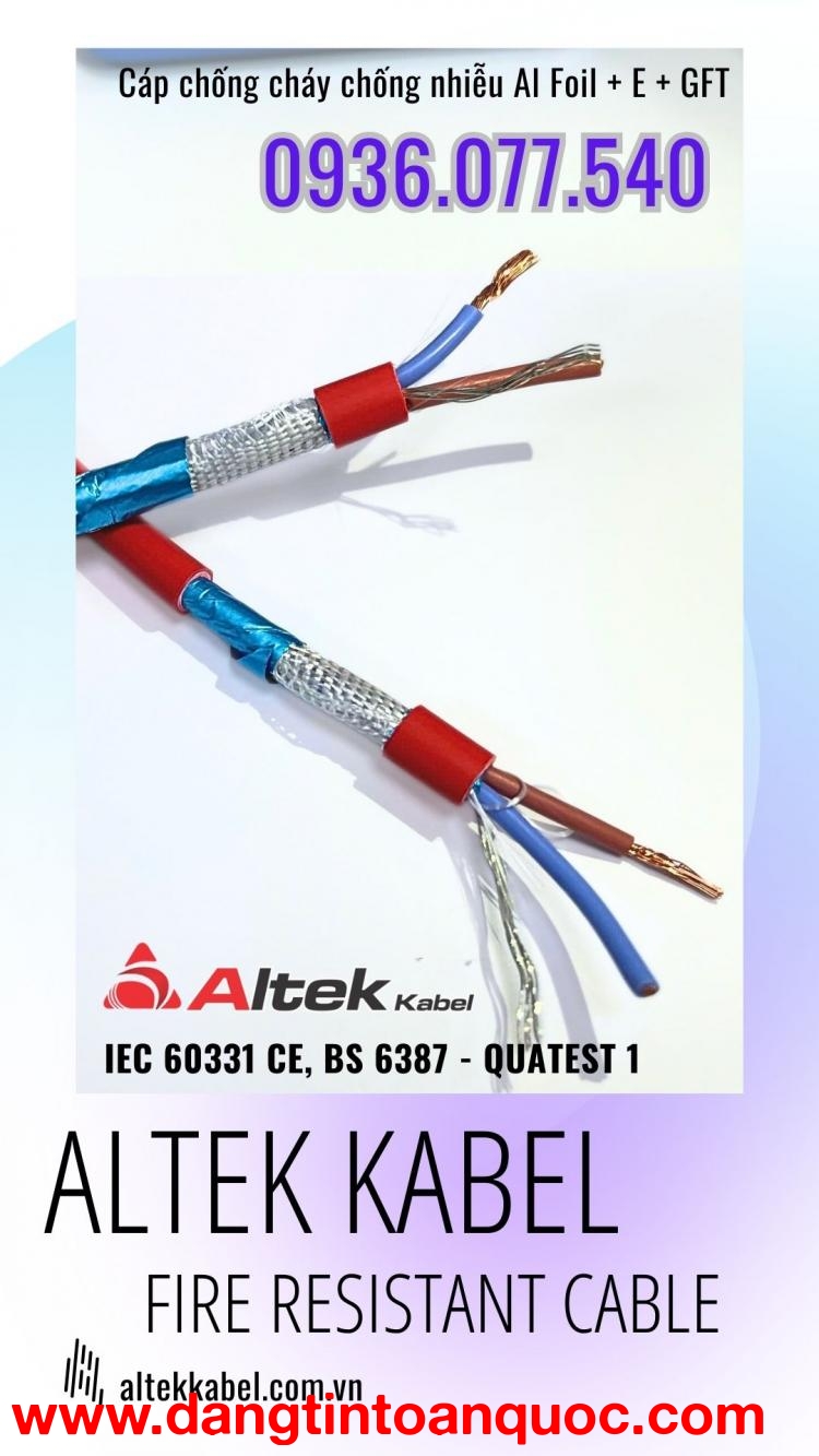 Cáp chống cháy là gì? Tiêu chuẩn IEC 60331, BS 6387 - Cáp chống cháy chống nhiễu Altek Kabel