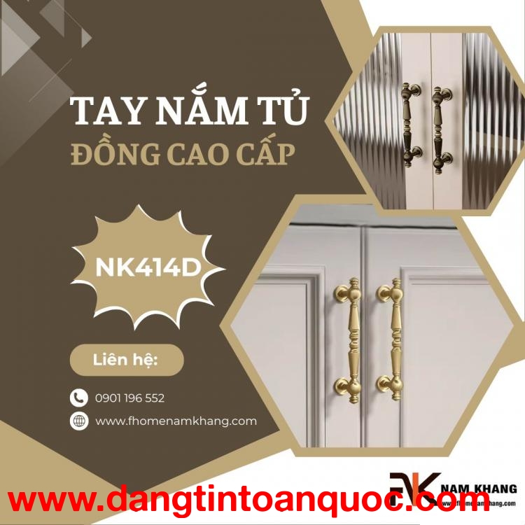 Tay nắm tủ đồng cao cấp thiết kế cổ điển NK414D | Zalo 0901 196 552