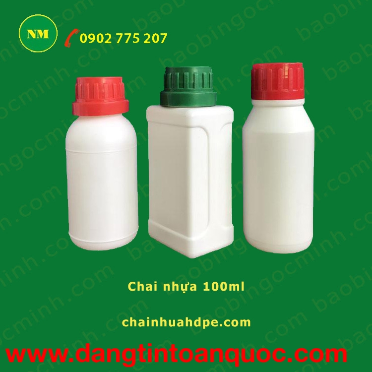 Chai 100ml được sản xuất từ nhựa HDPE chất lượng cao 