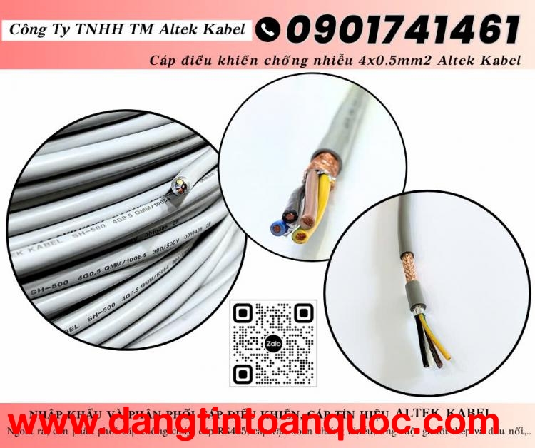 Cáp điều khiển có lưới chống nhiễu 4x0.5 Long An, Cần Thơ, Đồng Tháp