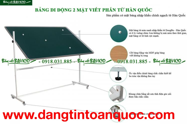 Bảng di động 2 mặt viết phấn từ Hàn Quốc