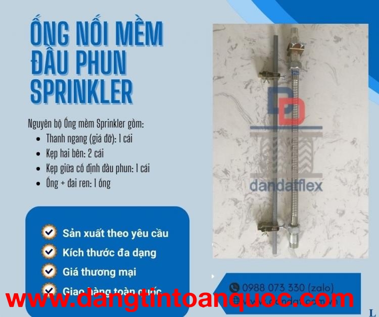 Khớp nối mềm inox Sprinkler, Ống nối mềm cho đầu phun 