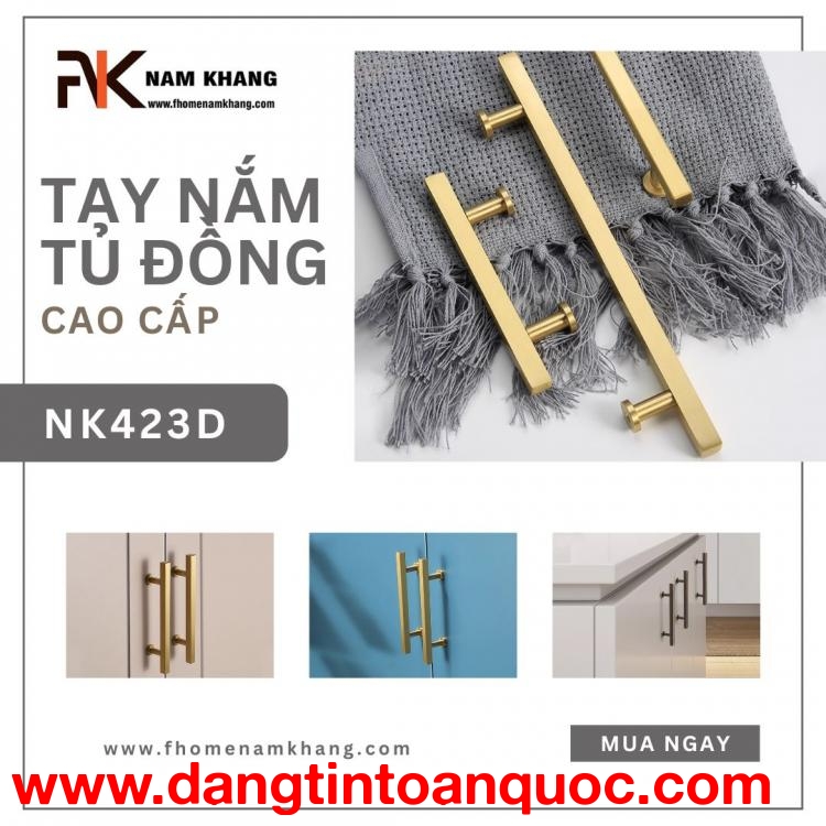 Tay nắm tủ đồng cao cấp dạng thanh vuông NK423D | Zalo 0901 196 552