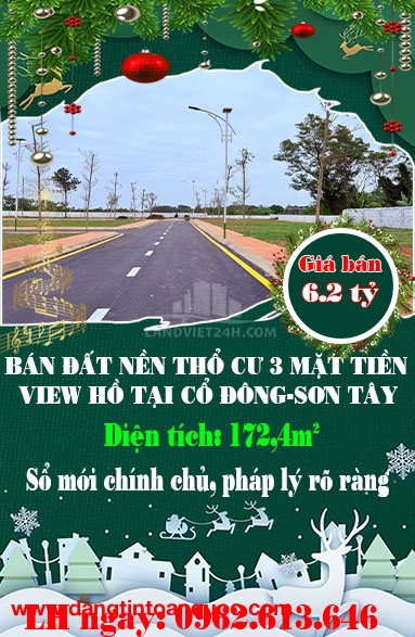 BÁN ĐẤT NỀN THỔ CƯ 3 MẶT TIỀN VIEW HỒ TẠI CỔ ĐÔNG-SƠN TÂY