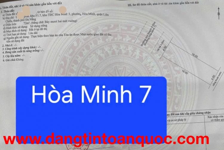 ????Đất đường Hòa Minh 7 - Gần biển song song Nguyễn Sinh Sắc