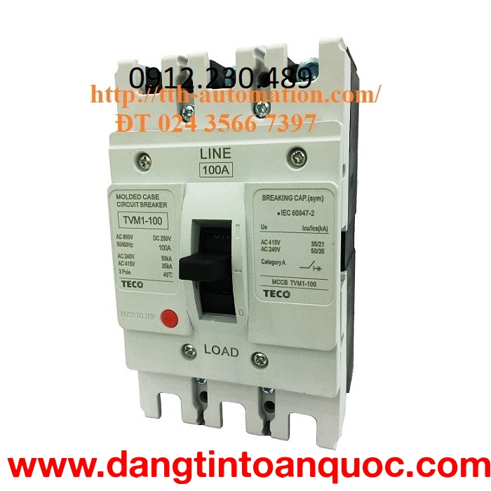 Aptomat khối(mccb) teco 3p tvm1-100