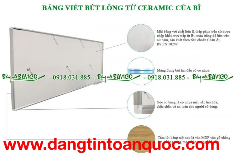 Bảng từ viết bút lông cao cấp ceramic