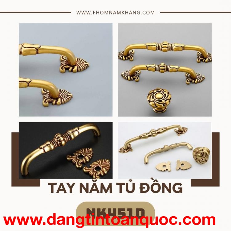 Tay nắm tủ cổ điển chất liệu đồng cao cấp NK451D | Zalo 0901 196 552