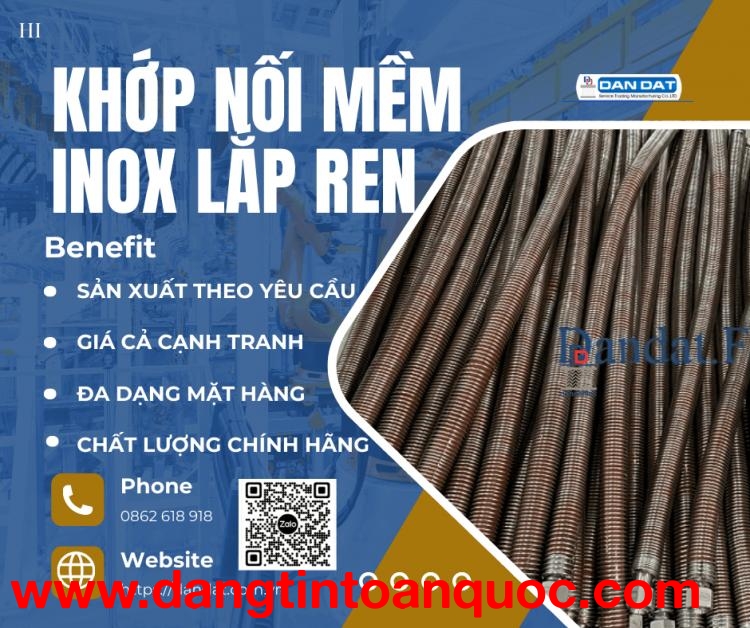 Khớp Nối Mềm Inox Lắp Ren| Khopnoimem, Khớp nối mềm inox lắp rắc co 