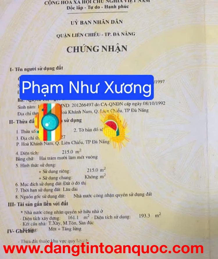 ????????Bán đất mặt tiền đường Phạm Như Xương - vị trí khinh doanh quá đẹp