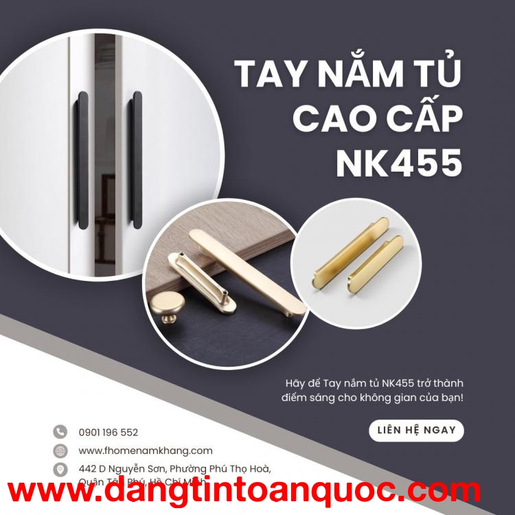 Tay nắm tủ cao cấp dạng thanh dẹp trơn NK455 | Zalo 0901 196 552