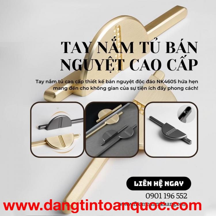 Tay nắm tủ cao cấp thiết kế bán nguyệt độc đáo NK460S | Zalo 0901 196 552