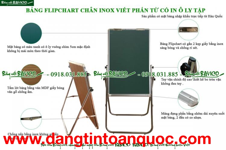 Bảng Fipchart chân inox viết phấn từ Hàn Quốc