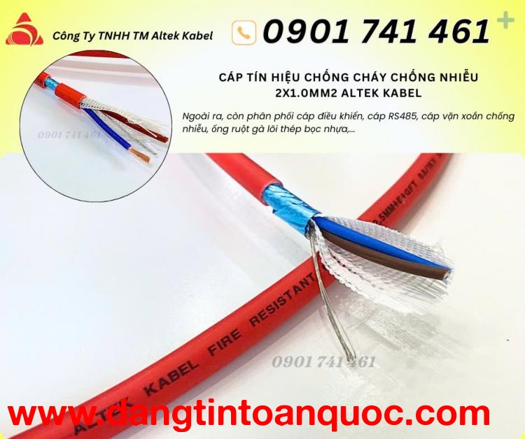 Cáp chống cháy chống nhiễu 2x1.0 Đồng Nai, Vũng Tàu, Bình Dương, HCM