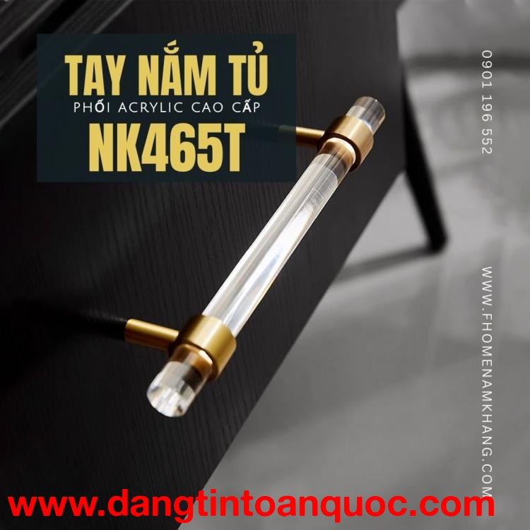 Tay nắm tủ acrylic dạng thanh dài cao cấp NK465T | Zalo 0901 196 552