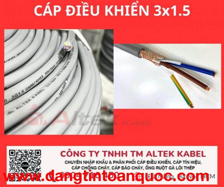 Cáp 3x0.5, 3x1.5 Altek Đà Nẵng, Hà Nội, Sài Gòn