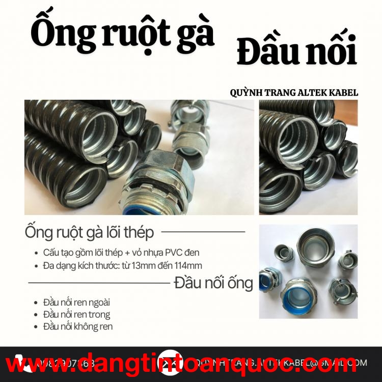 Ống ruột gà lõi thép ( sun sắt ) luồn dây điện