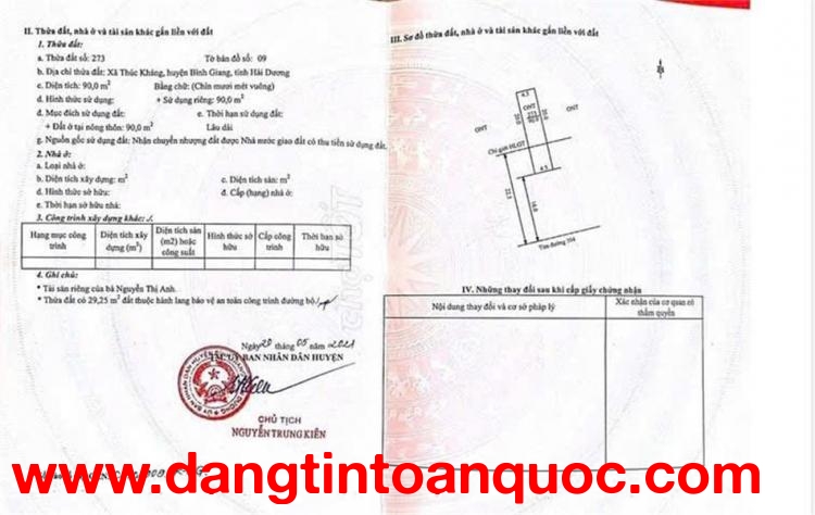 Chính Chủ Cần Bán Lô Đất Nền Tỉnh Lộ 194 Xã Thúc Kháng, Bình Giang, Hải Dương