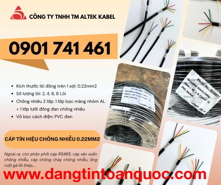 Cáp tín hiệu chống nhiễu 4x0.22 Đà Nẵng, Huế, Quảng Ngãi, Quảng Nam