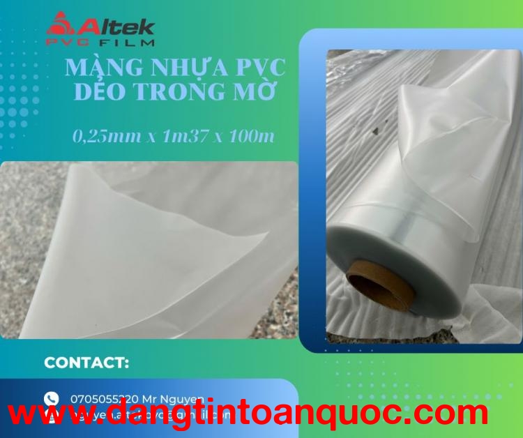 Phân phối màng nhựa PVC trong mờ quy cách 0,25mm