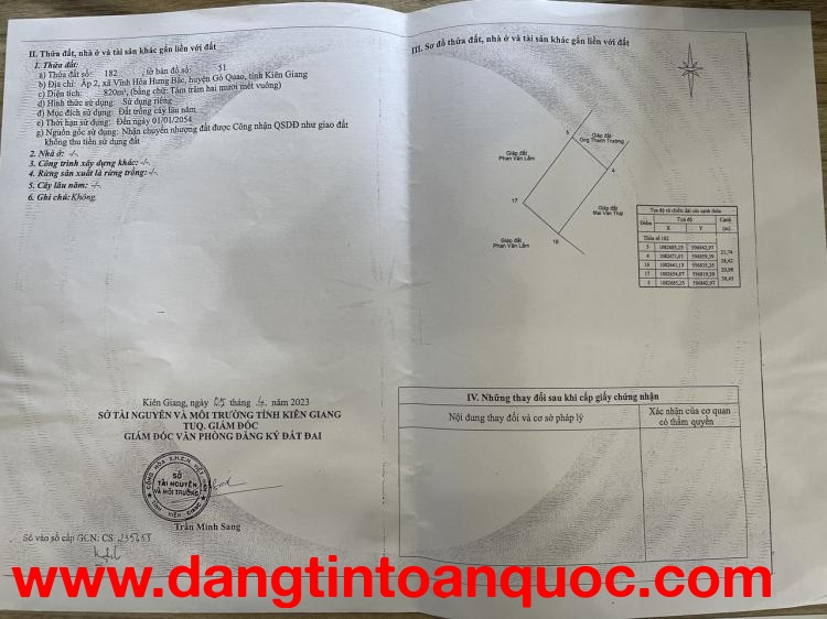 Cần bán gấp đất và nhà tại Vĩnh Hoà Hưng Bắc, Gò Quao, Kiên Giang (có 400m2 thổ cư). Giá: 3tỷ350.