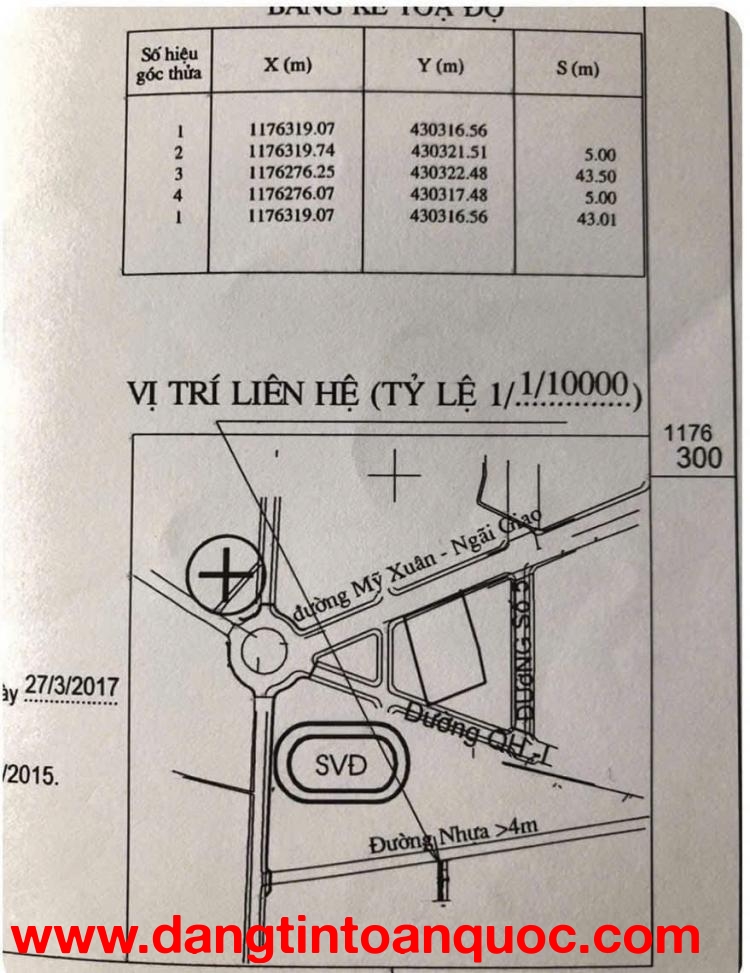 CHÍNH CHỦ CẦN BÁN GẤP LÔ ĐẤT Ở PHƯỜNG HẮC DỊCH - THỊ XÃ PHÚ MỸ - BRVT.