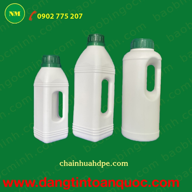 Chai nhựa HDPE 500ml, 1L có quai đựng thuốc thủy sản