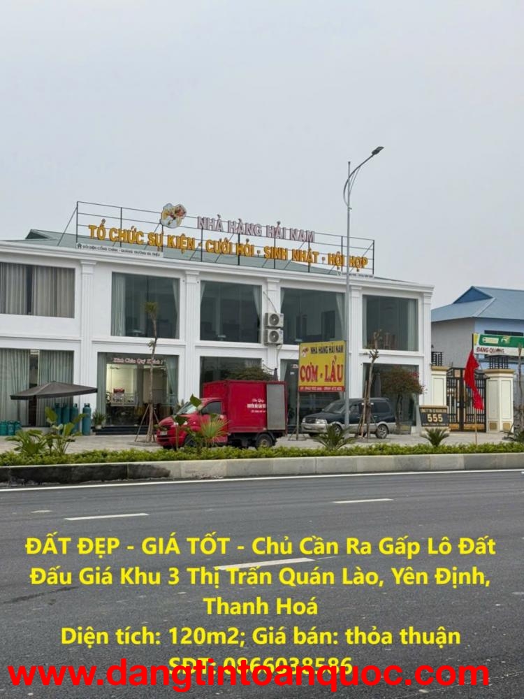 ĐẤT ĐẸP - GIÁ TỐT - Chủ Cần Ra Gấp Lô Đất Đấu Giá Khu 3 Thị Trấn Quán Lào, Yên Định, Thanh Hoá