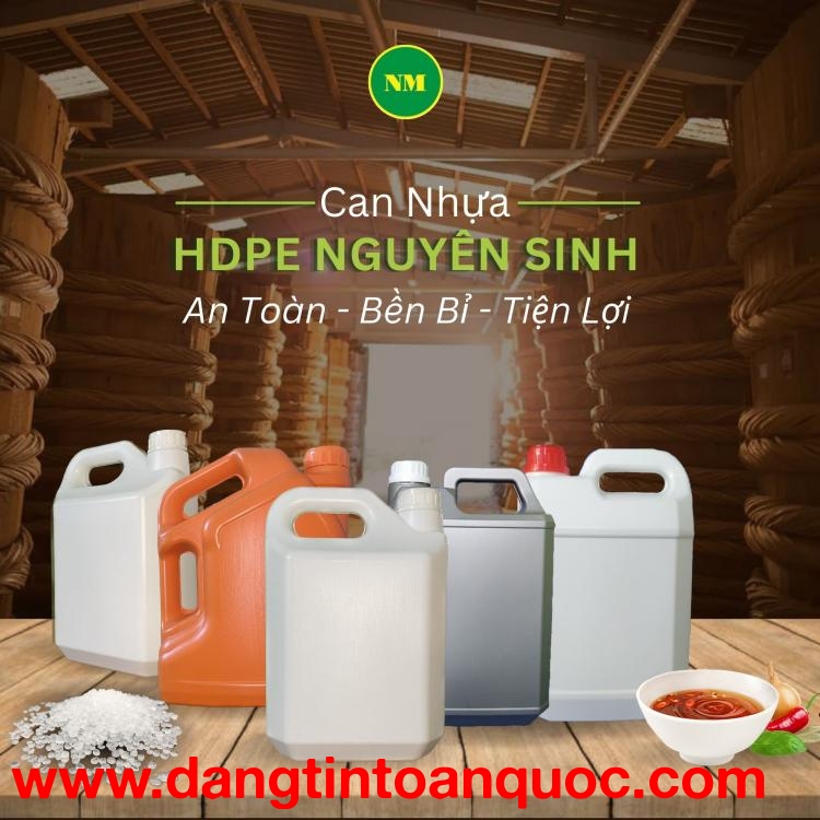 Can nhựa HDPE 5 lít, lý tưởng cho dung môi và hóa chất 